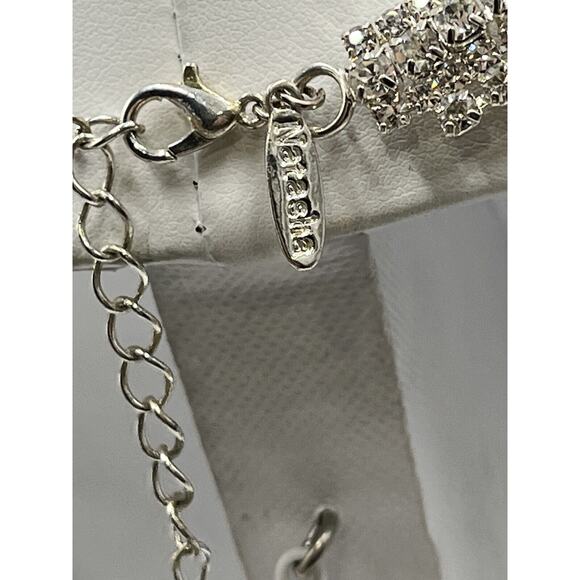 Natasha Crystal Rhinestone Bling Silver Tone Statement Dressy Collar Necklace - Picture 8 of 8